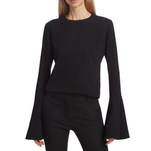 FRAME Long Bell Sleeve Top in black size S Small nwot